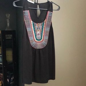 Maurice’s Embroidered Black Racerback Tank